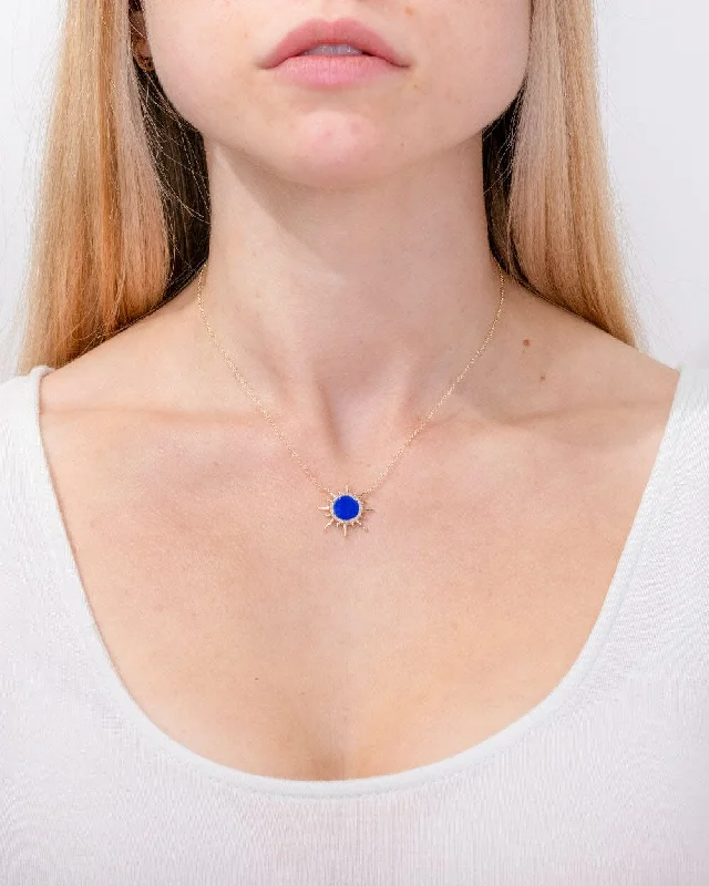 Elastic cord necklaces-Sun Lapis Necklace