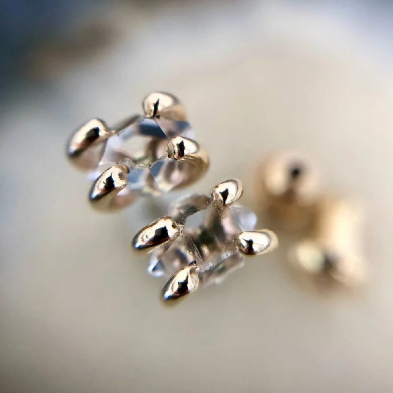 Pure star earrings-14k Raw Herkimer Diamond Studs