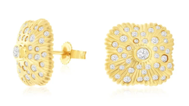 Tiny heart earrings-14 Karat Yellow Stud Diamond Earrings