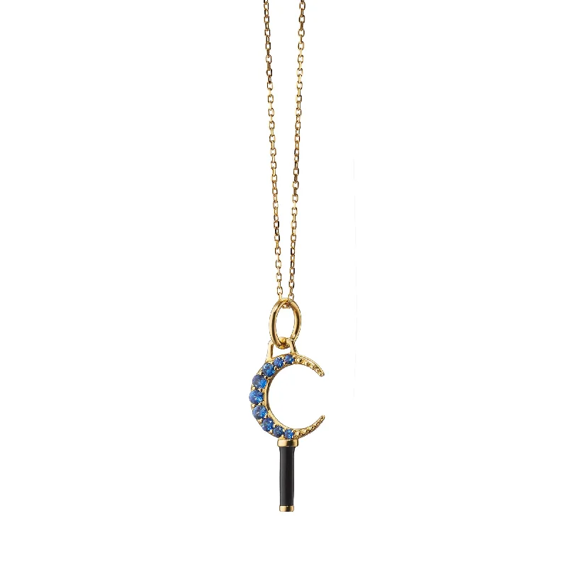 Lasso-style necklaces-Monica Rich Kosann 18K Yellow Gold Crescent Moon Pocketwatch Key Charm Necklace