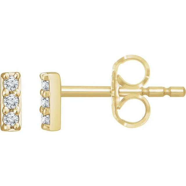 Tapered drop earrings-14k Gold .05ct Diamond Bar Earrings