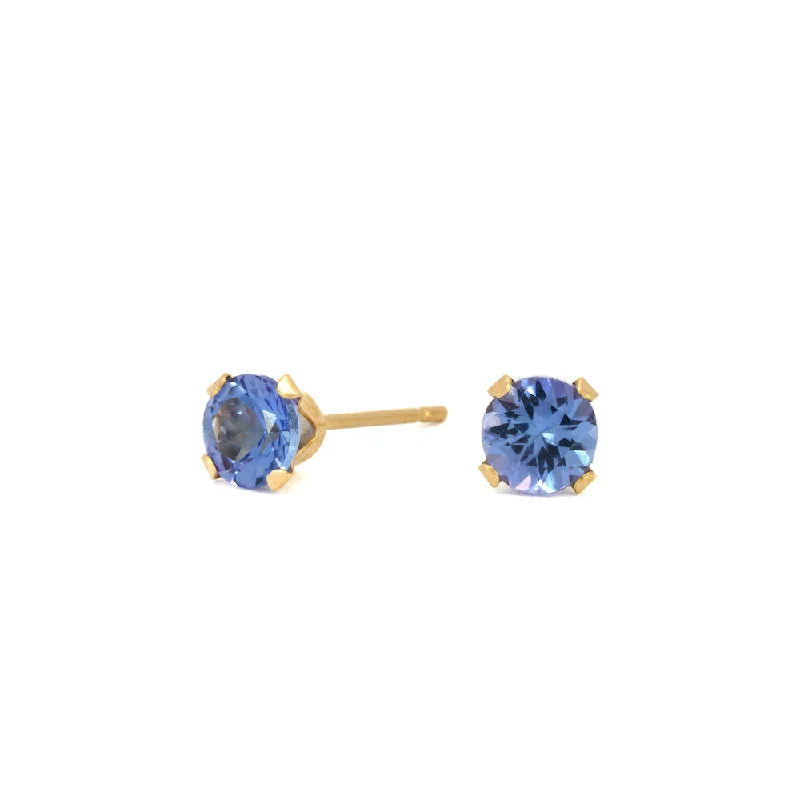 Wide statement earrings-14k Claw-Set Tanzanite Studs