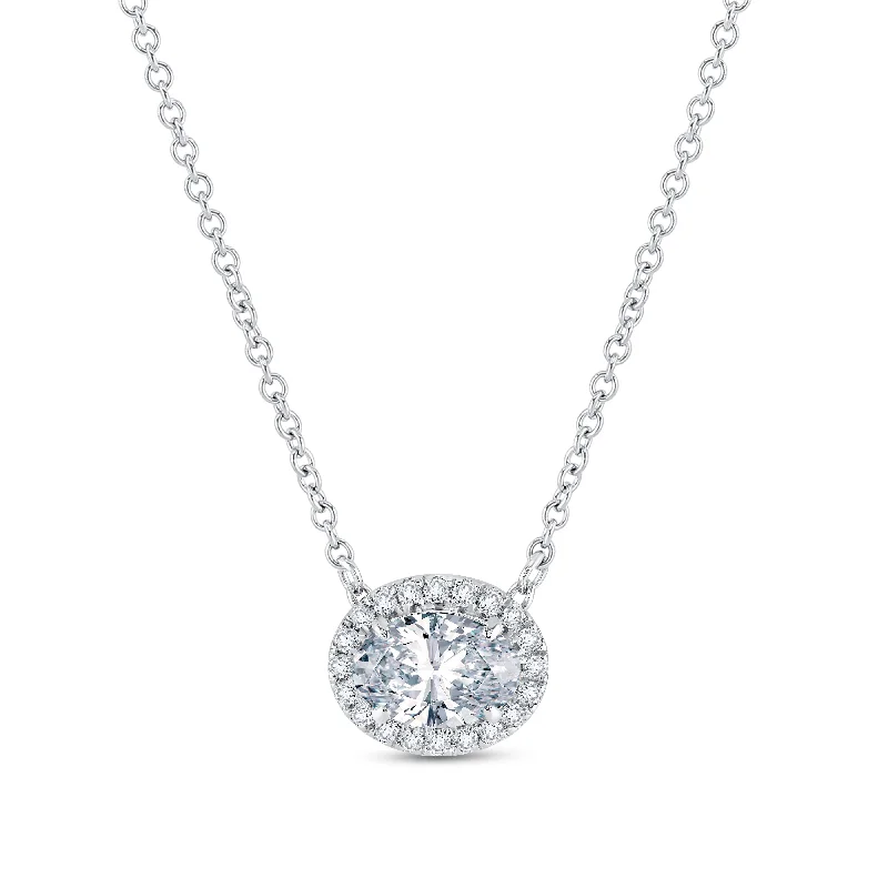 Natural braid necklaces-Lab Grown Diamond 1 Carat Halo Pendant