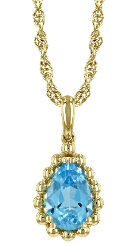 Whimsical bead necklaces-Blue Topaz Pendant