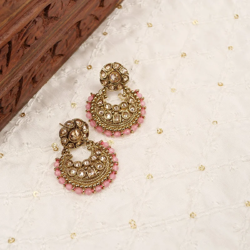 Tiny star earrings-Amina Chandbali Earrings in Pink