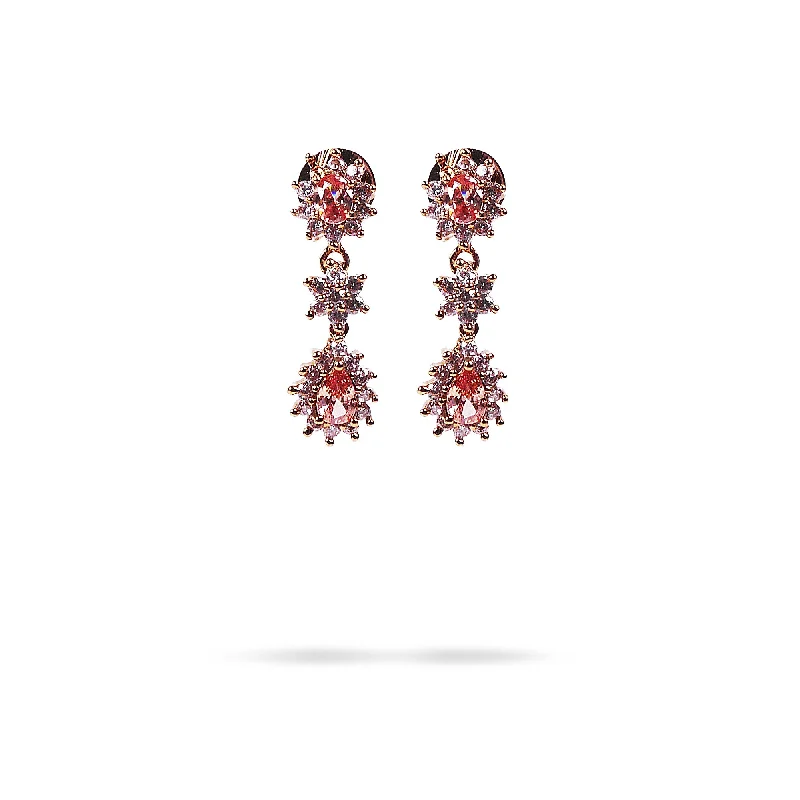 Stone weave earrings-Teardrop Star Cubic Zirconia Earrings in Light Topaz