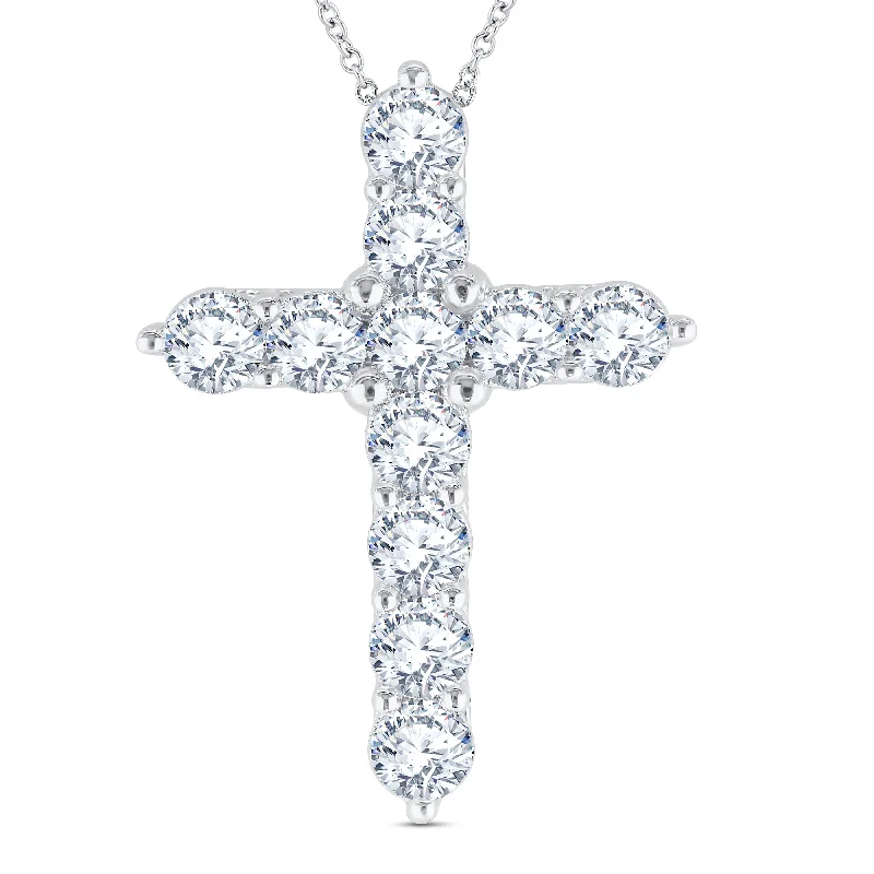 Seven-strand necklaces-Lab Grown Diamond 3 Carat Cross Pendant