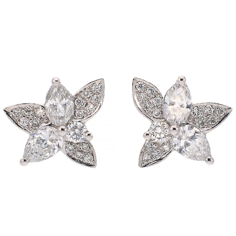 Morganite earrings-Noam Carver Fine Jewelry 14K White Gold Diamond Stud Earrings