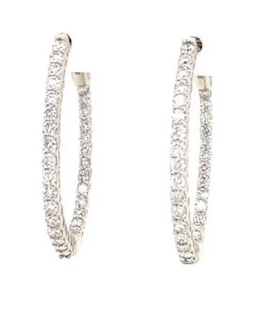 Ripple motif earrings-Diamond Hoop/Dangle/Drop Earring