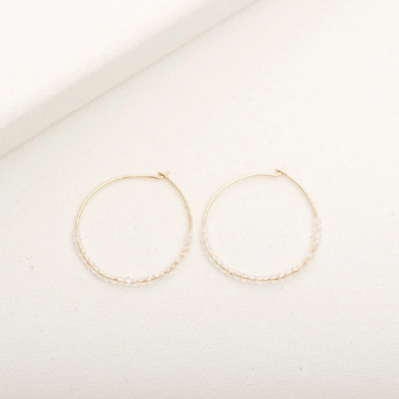 Subtle drop earrings-Crystalline Hoop