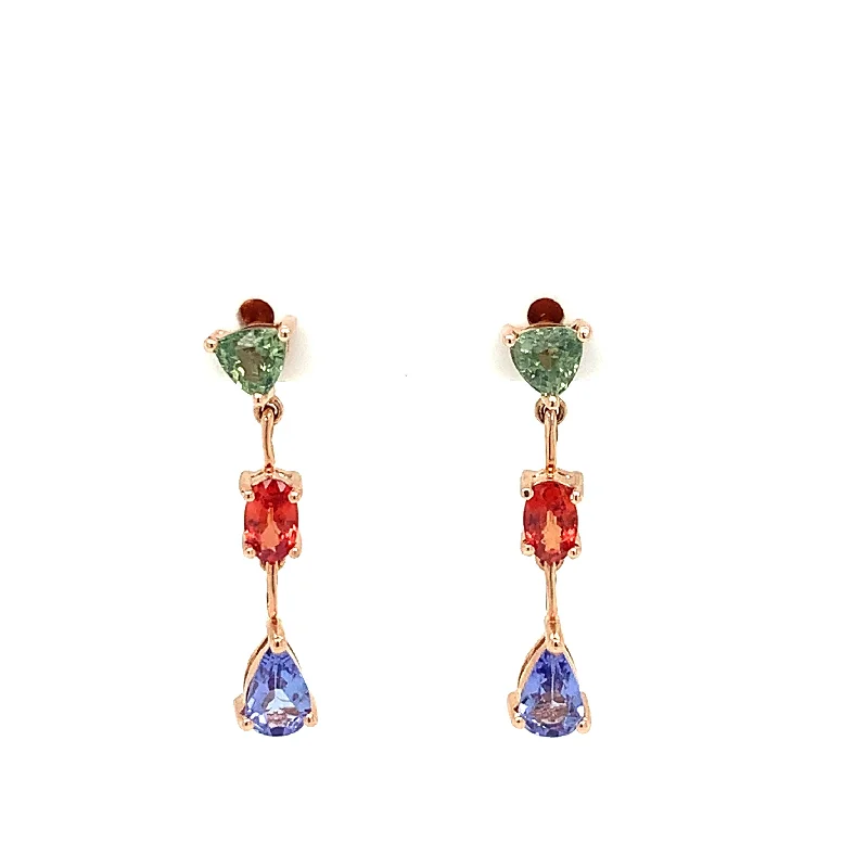 Stone weave earrings-14 Karat Rosé Tanzanites Gemstone Earrings