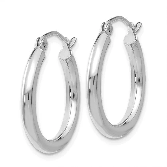 Light drop earrings-14K White Gold Polish 20mm Tube Hoop Earrings