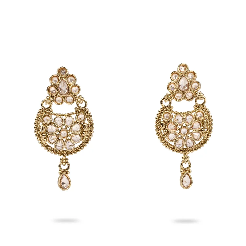 Flow drop earrings-Raniya Antique Earrings with Champagne Crystal