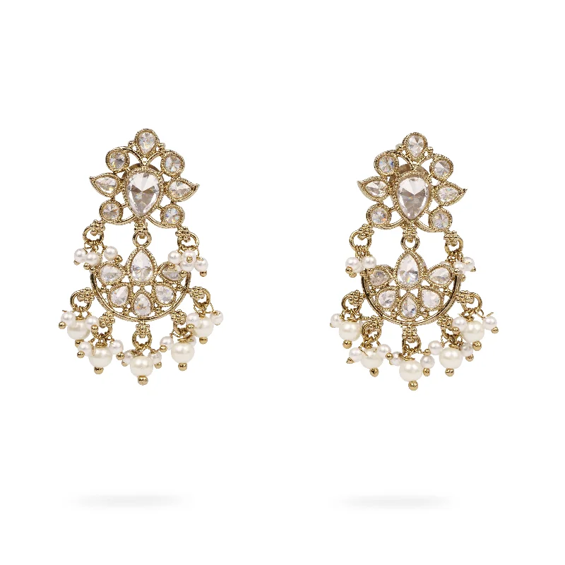 Astro charm earrings-Meena Small Drop Earrings in White