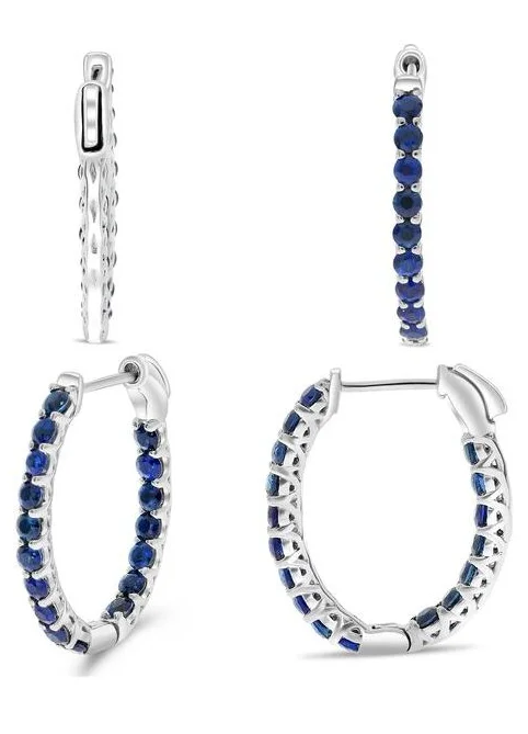 Ripple theme earrings-14 Karat White Sapphires Gemstone Earrings