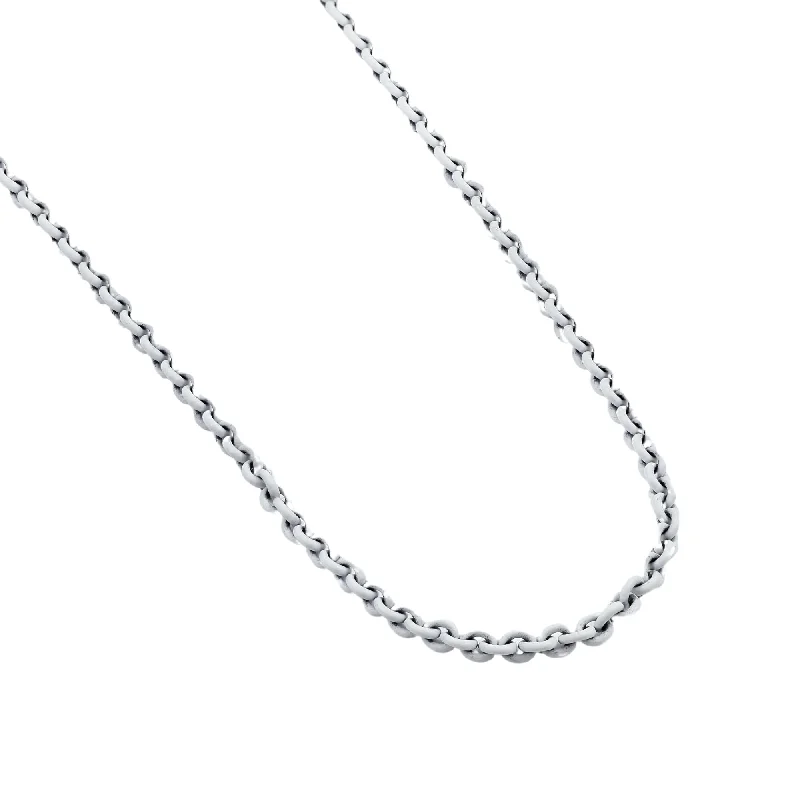 Thick bar necklaces-STERLING SILVER 20-INCH WHITE LACQUERED CABLE CHAIN NECKLACE