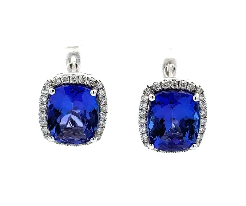 Fine threader earrings-14 Karat White Tanzanites Gemstone Earrings