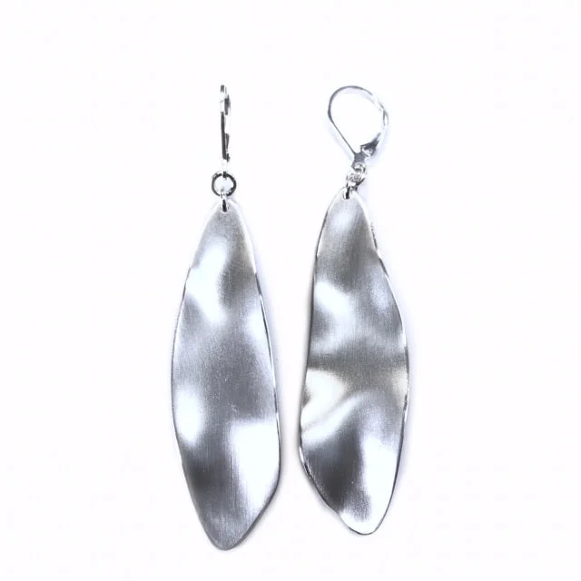 Tapered drop earrings-Long Leaf Earrings