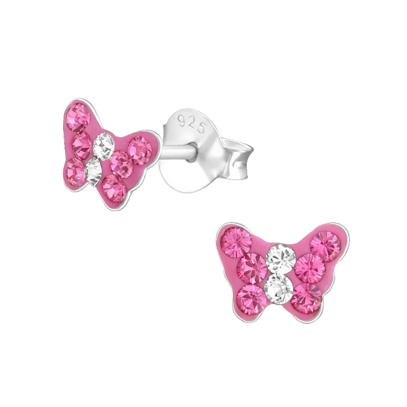 Ruby stud earrings-Children’s Fuchsia Pink Butterfly Earrings