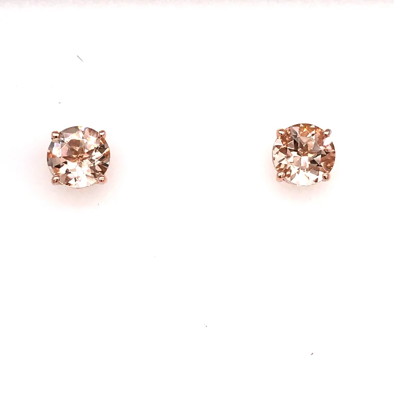 Wide tier earrings-14 Karat Rosé Morganite Gemstone Earrings