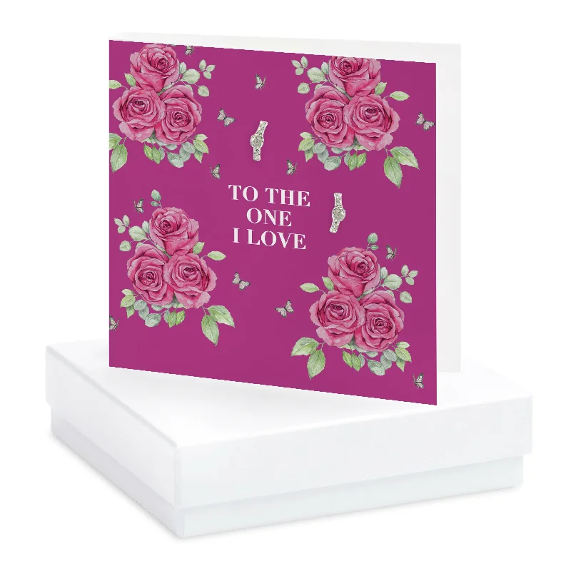 To the One I Love Boxed Card  Sterling Silver Stud Earrings Ideal Gift for Loved Ones