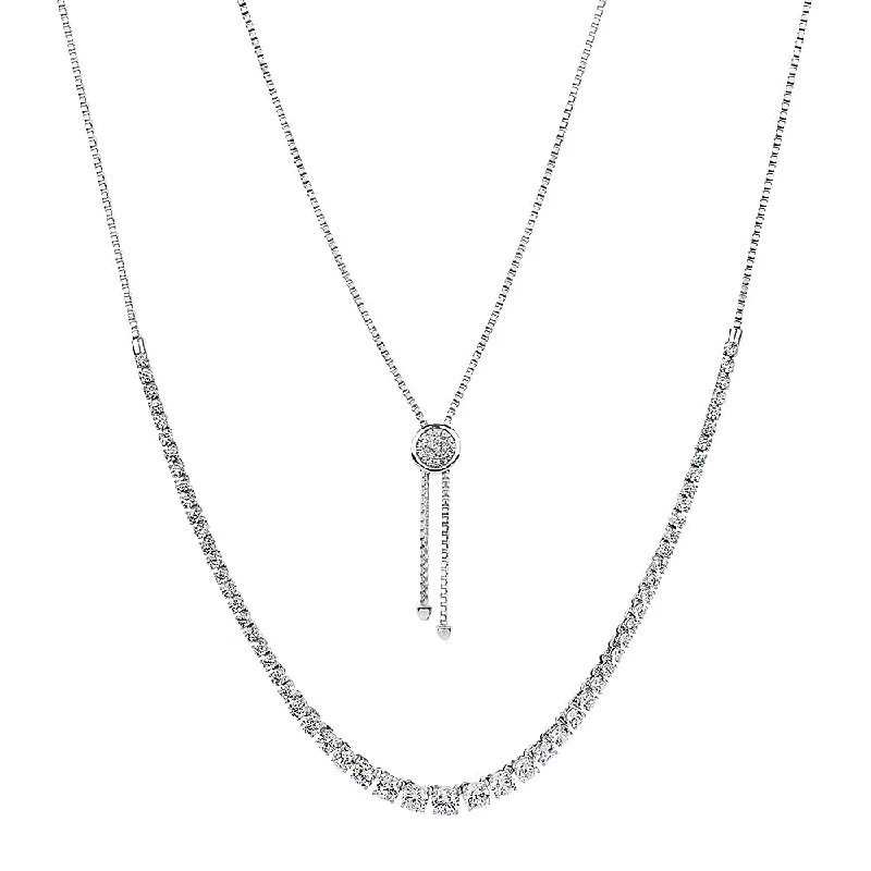 Simple cross necklaces-Slider necklace with 7.28 carats* of diamond simulants in sterling silver