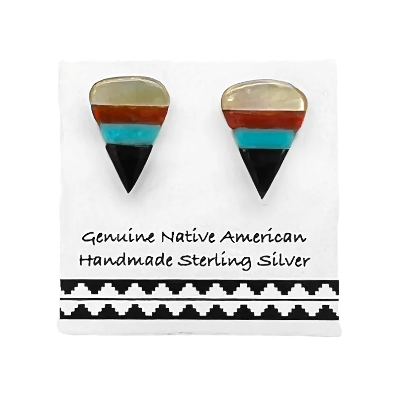 Genuine Shell and Stone Earrings, 925 Sterling Silver, Native American USA Handmade, Nickel Free