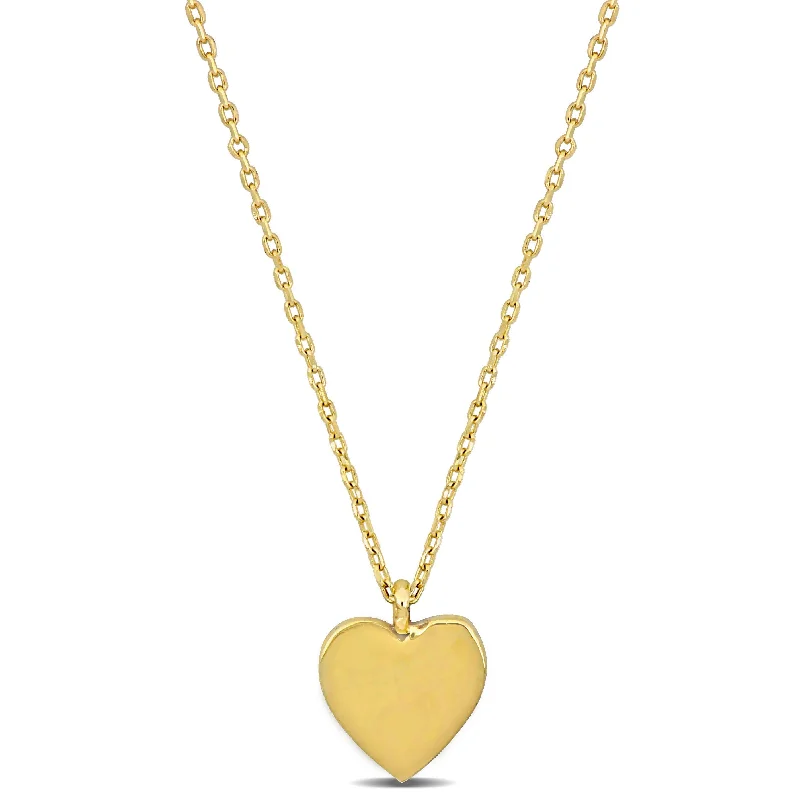 Wave pattern necklaces-Mimi & Max Child Heart Pendant with Chain in 14k Yellow Gold - 17 in