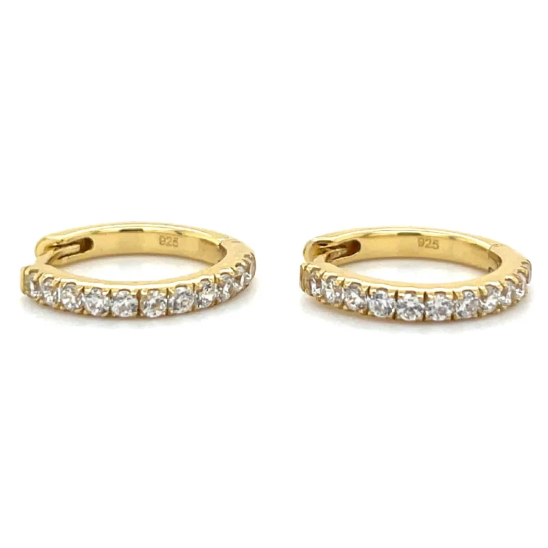 Bold cuff earrings-Golden Cz Set Clicker Hoop Earrings