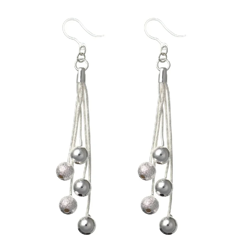 Silver Rope Ball Dangles Hypoallergenic Earrings for Sensitive Ears Made with Plastic Posts