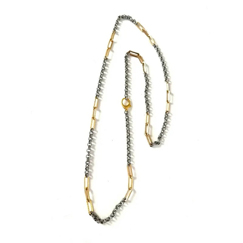 Heavy link necklaces-Women's Waze Link Lariat Necklace In Silver/gold