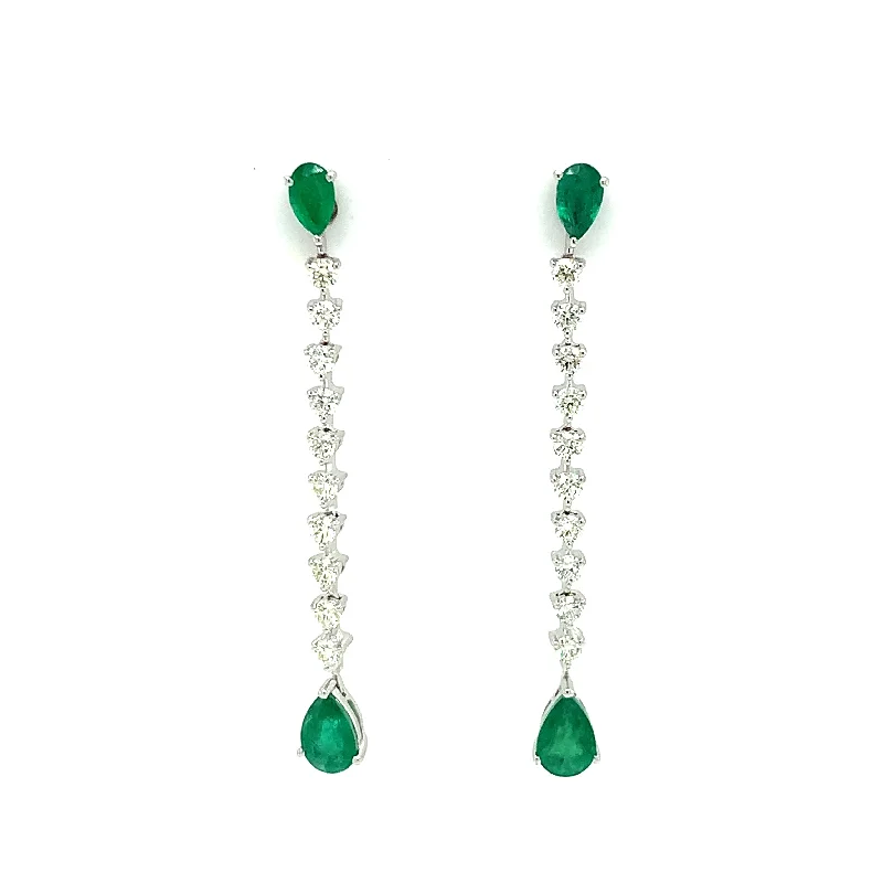 Java tile earrings-14 Karat White Emeralds Gemstone Earrings