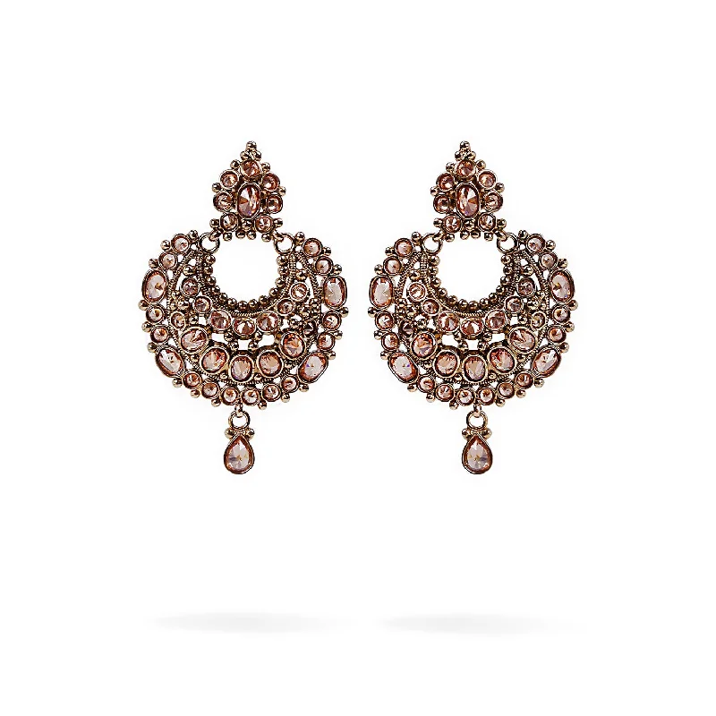 Morganite earrings-Evani Chandbali Earrings in Topaz