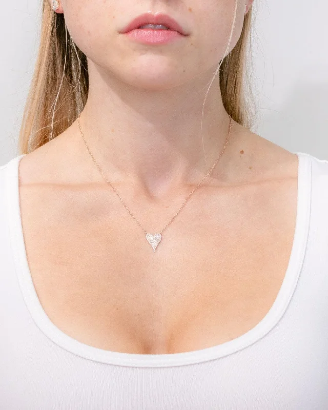 Suspended gem necklaces-Pavé Heart Necklace Rose Gold