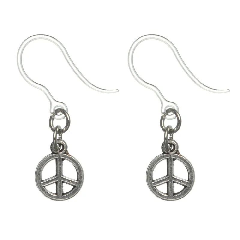 Tiny Peace Drop Dangles Hypoallergenic Earrings for Sensitive Ears Made with Plastic Posts