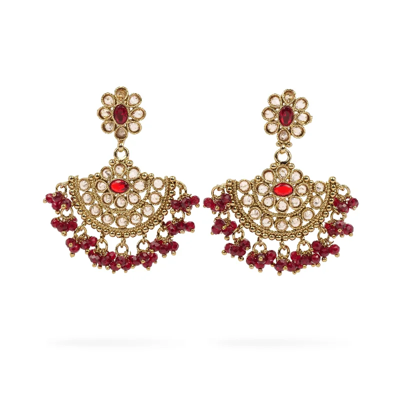 Emerald stud earrings-Suhana Long Earrings in Maroon