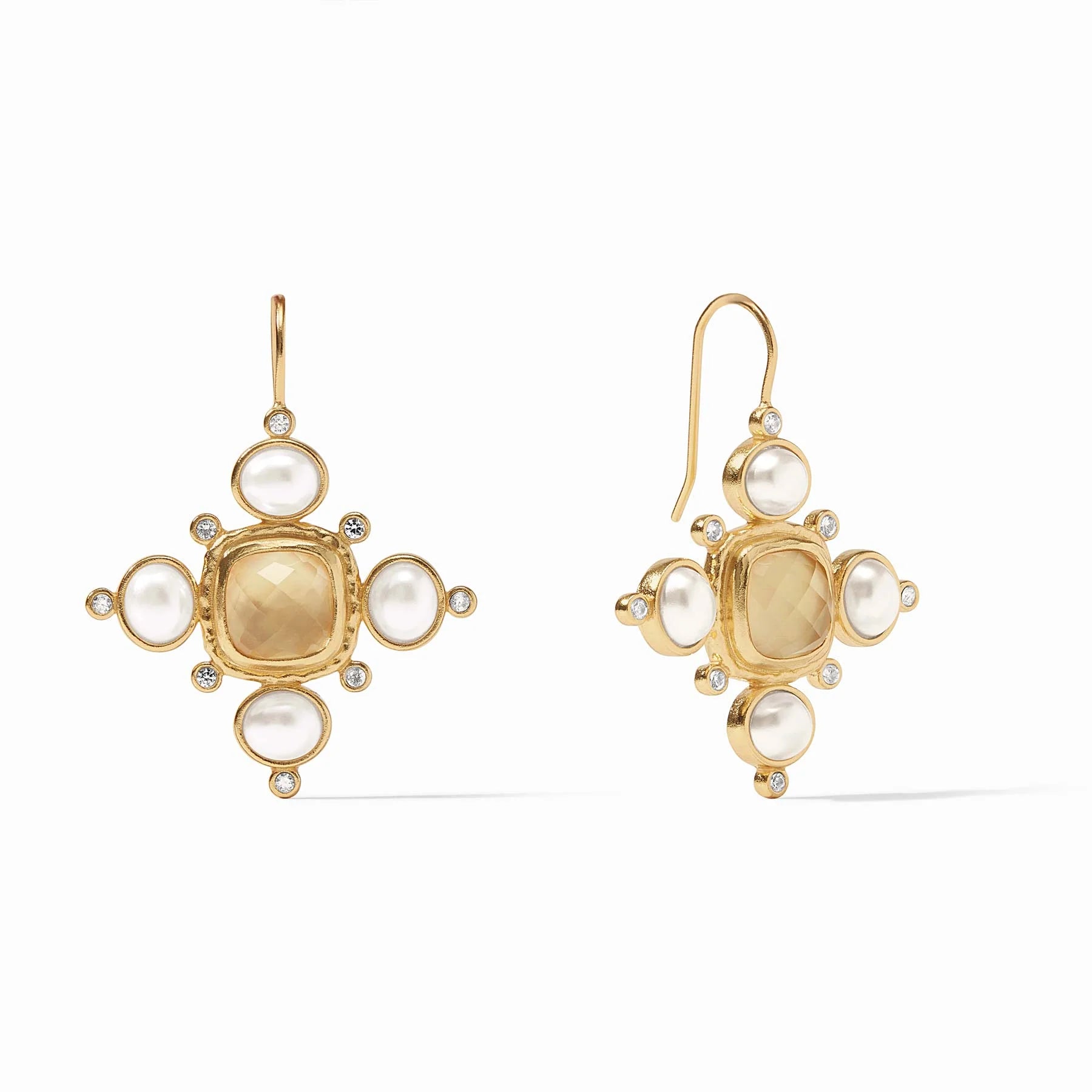 Chiseled disc earrings-Julie Vos Tudor Earrings, Iridescent Champagne