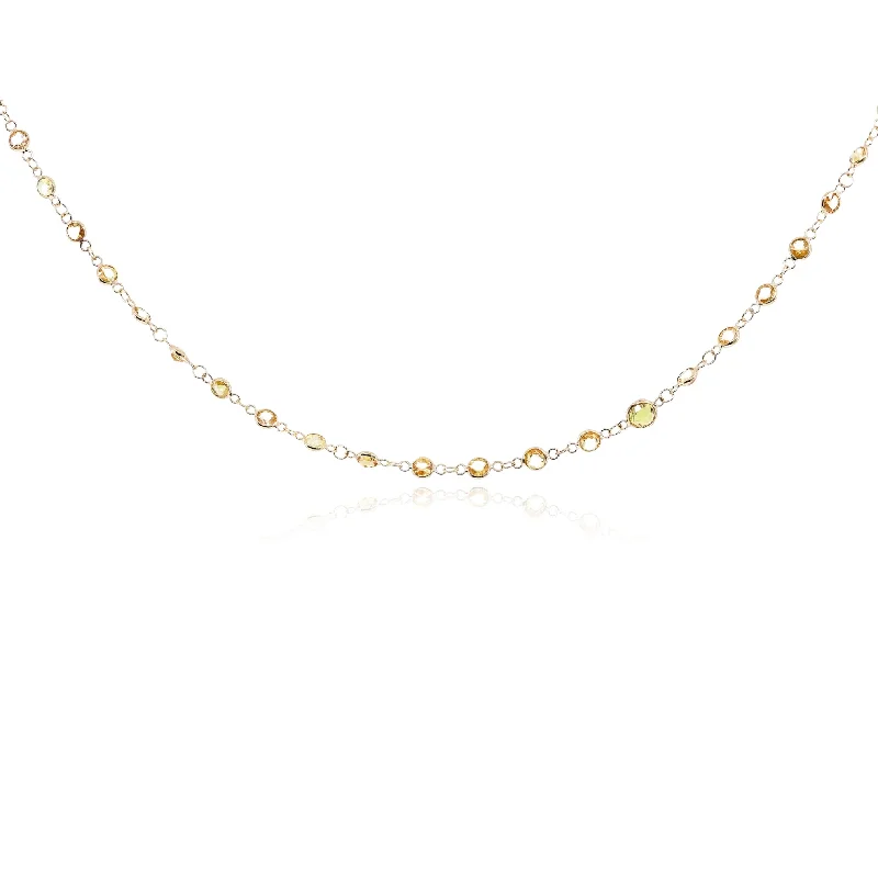 Sleek art necklaces-18K YELLOW GOLD YELLOW SAPPHIRE BEZEL SET NECKLACE