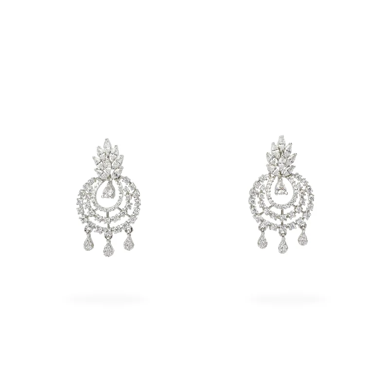 Slim wing earrings-Camille Cubic Zirconia Small Earrings in Rhodium