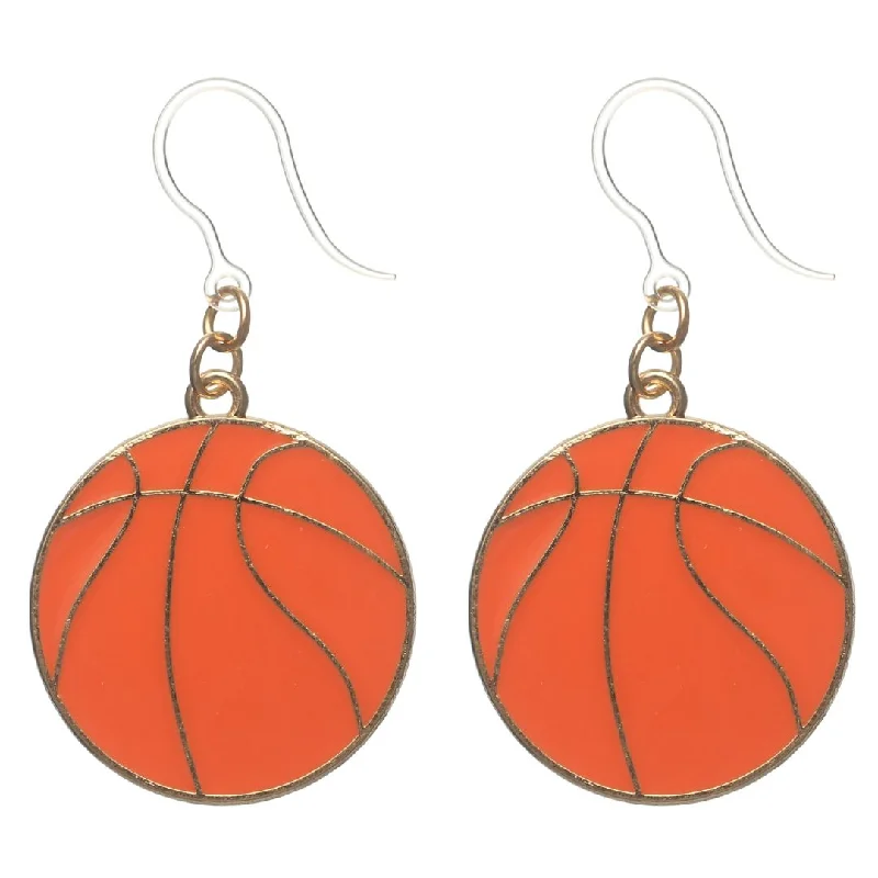 Basketball Dangles Hypoallergenic Earrings for Sensitive Ears Made with Plastic Posts