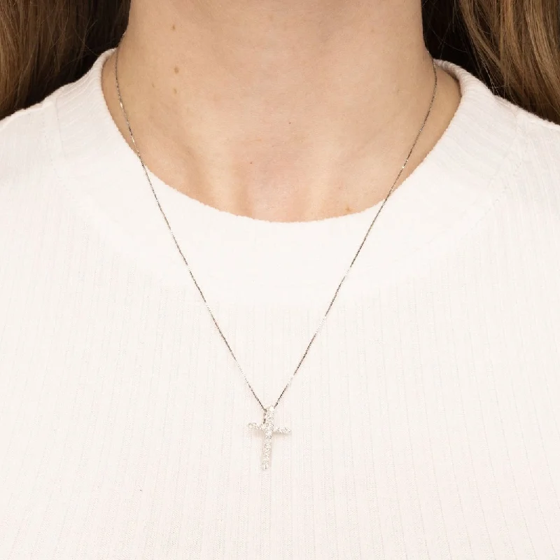 Bright stone necklaces-0.30ct Diamond Cross Necklace