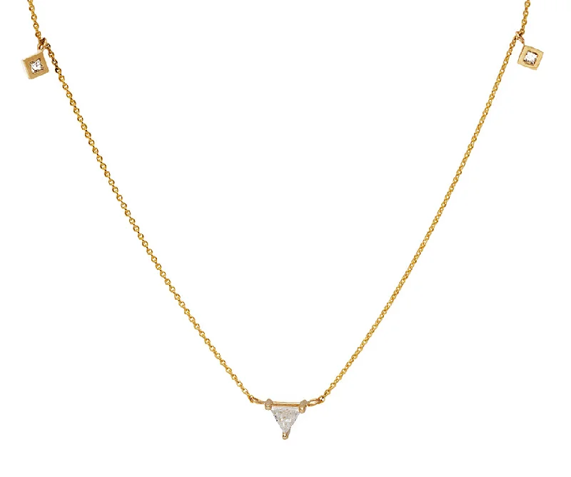 Flow shape necklaces-Juliet Trillion Diamond Gold Necklace