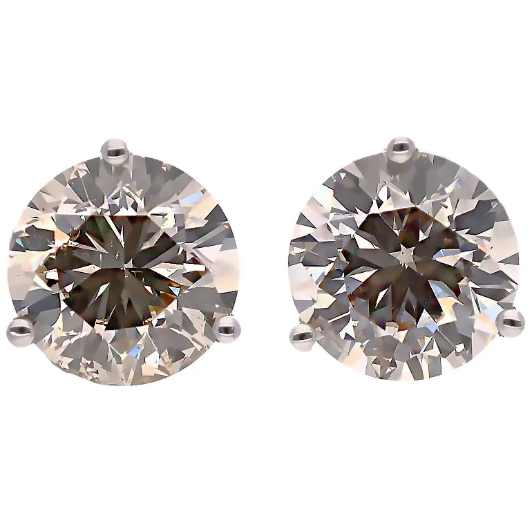 Warm wood earrings-14K White Gold Diamond Stud Earrings