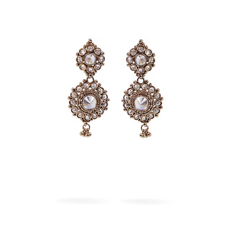 Clear gem earrings-Ritu Earrings in White