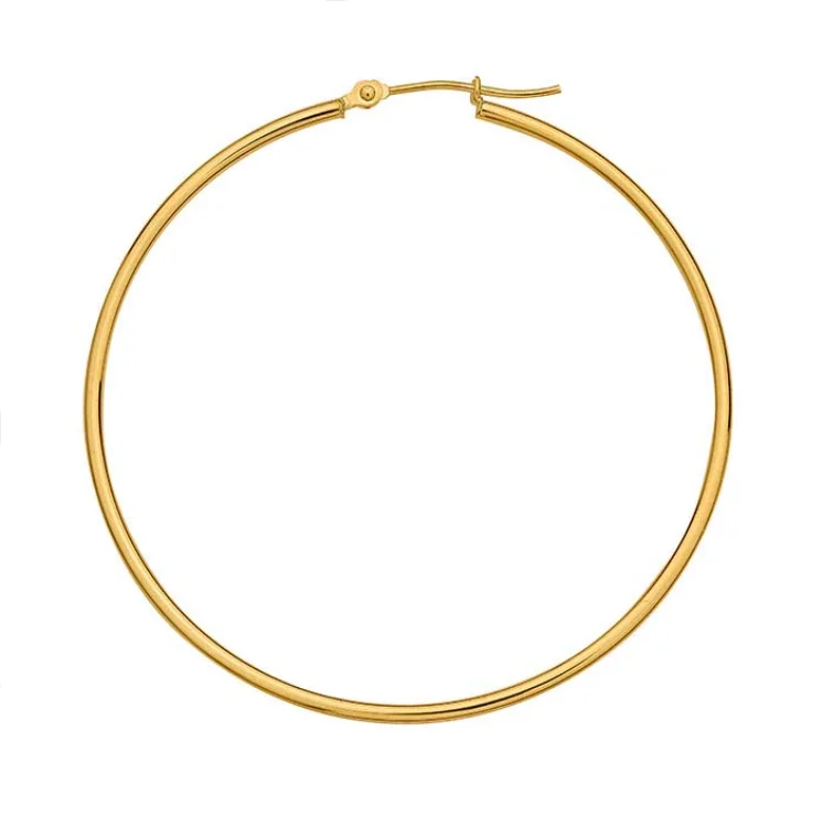 Fine stud earrings-14K Yellow Gold Tubing Hoop Earrings 45mm