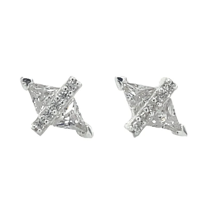 Graceful art earrings-Forma Sterling Silver Triangle Cz Stud Earrings