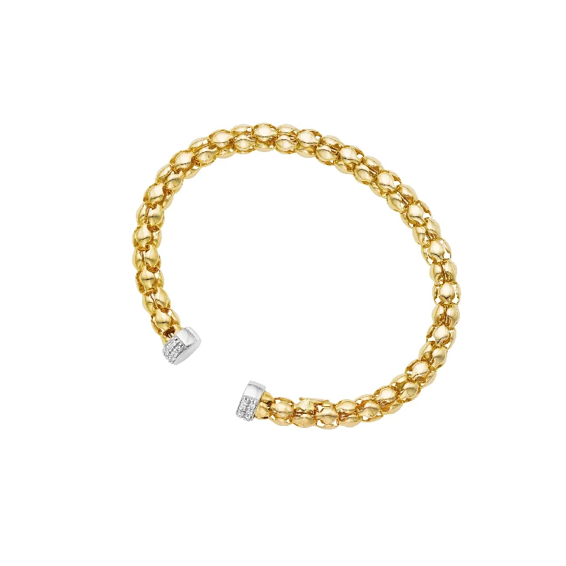 Astro charm necklaces-14kt Gold 18 inches Yellow+White Finish Chain:6mm+Drop:58x6mm Polished Lariet Necklace with Lobster Clasp with 0.5400ct 1.3mm White Diamond