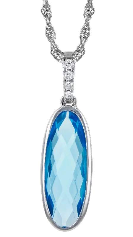 Topaz necklaces-Blue Topaz And Diamond Pendant