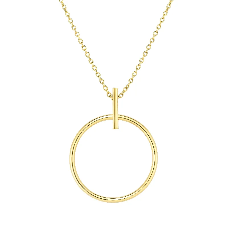 Subtle gemstone necklaces-14kt Gold 17 inches Yellow Finish 29x22.6mm Ring of Life Necklace with Lobster Clasp