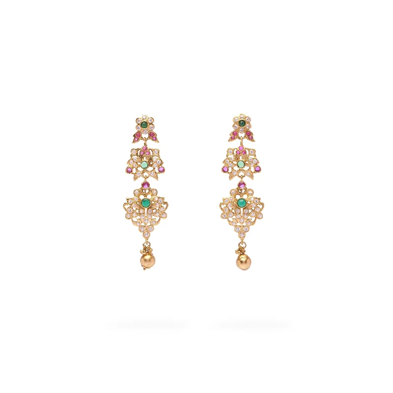 Solid ring earrings-Shahira Long Earrings in Multi and Antique Gold